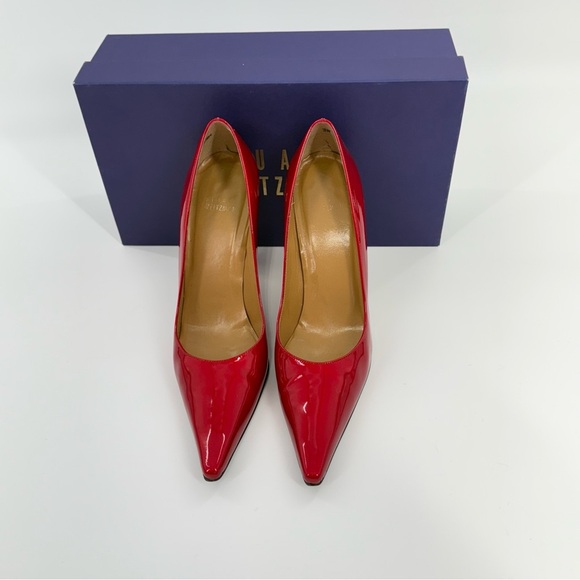 Stuart Weitzman Princess Red Patent Leather Pumps Women’s Size 7.5N - Picture 10 of 15